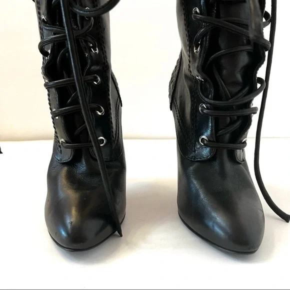 Euc Giuseppe Zanotti Black Lace Up Stiletto Boot I-18 - Picture 10 of 16